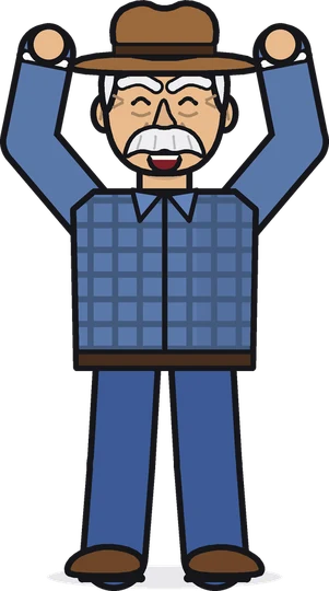 Frank with his arms up